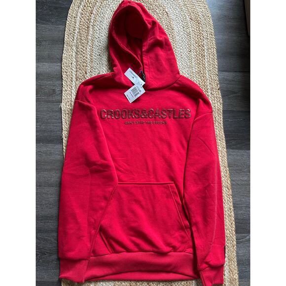 CROOKS & CASTLES Men's Can't Stop The Crooks Hoodie Size M In Red - Picture 1 of 11